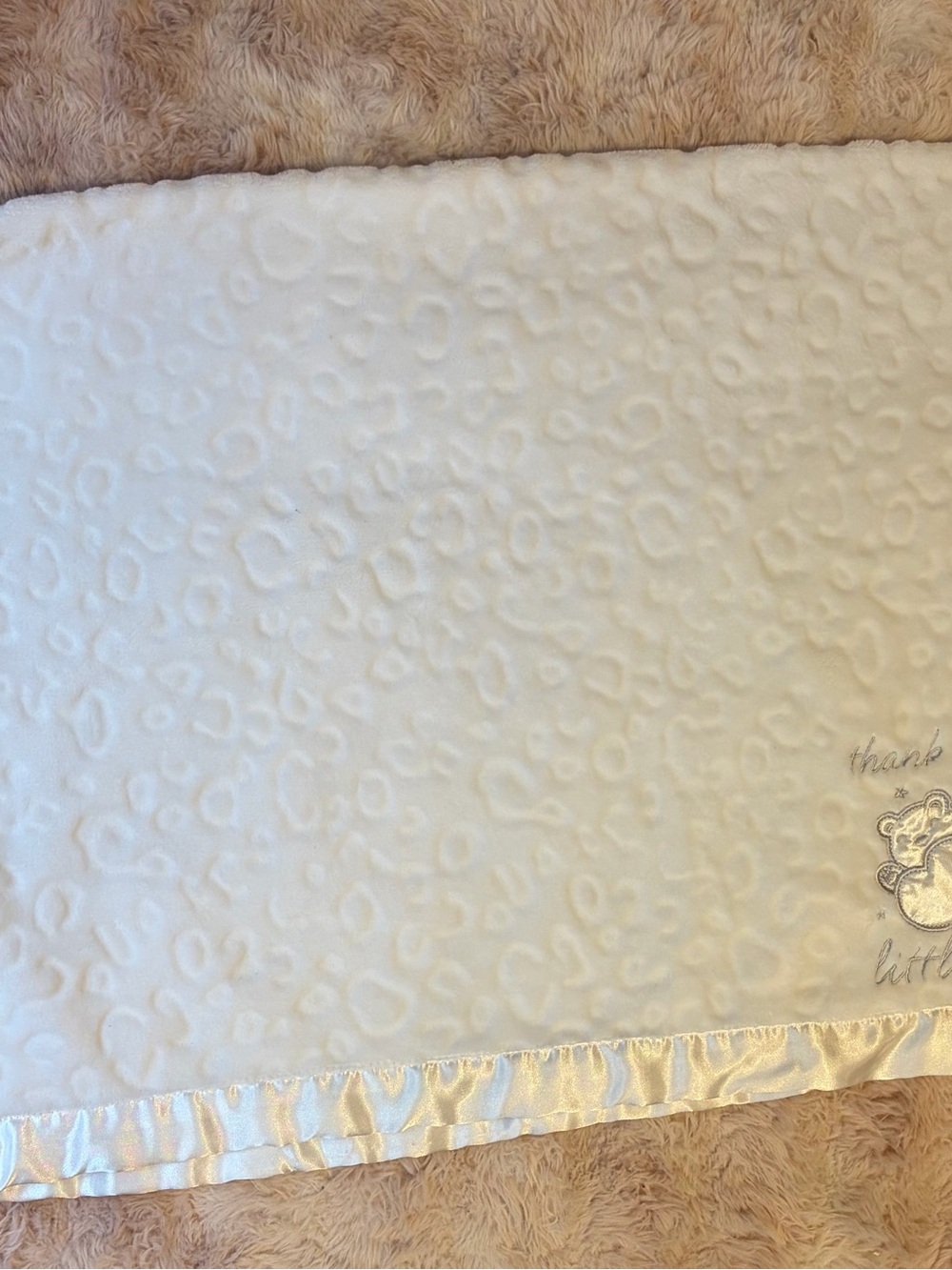 Baby Essentials Cream Plush Baby Blanket with Satin Edge